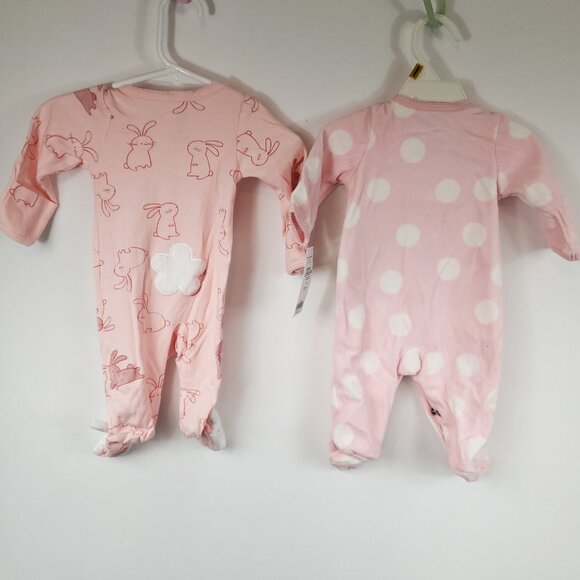 Carters 2 Pack Long Slv Footed Onesies Baby Girls Newborn Pajamas - Picture 15 of 16